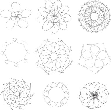 Renklendirme: Çiçek kümesi beyaz arkaplanda izole edildi. Logo şirketi. Stilize edilmiş geometrik doğrusal kontur simgesi. element şablonu. - Resim.