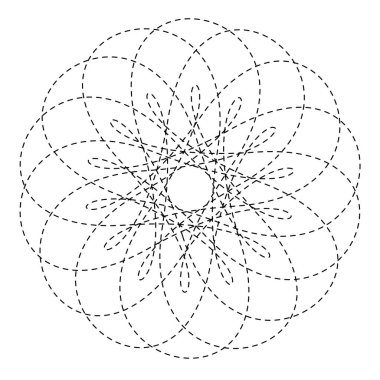 Çiçek çizgi siyah mandala / renklendirme beyaz arka planda izole edildi. Soyut karmaşık geometrik yuvarlak element tasarımı anahat / çizim-illüstrasyon.