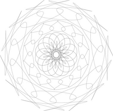 Çiçek çizgi siyah mandala / renklendirme beyaz arka planda izole edildi. Soyut karmaşık geometrik yuvarlak element tasarımı anahat / çizim-illüstrasyon.