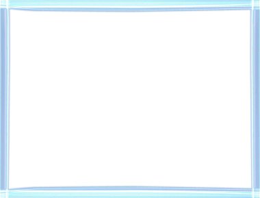 Parlak neon ışıklı gökyüzü mavi kenar çerçevesi beyaz arkaplanda kopyalama alanı ile izole edildi. Özel düz çizgi tasarımı. Modern tarz dekoratif sınır çizimi.