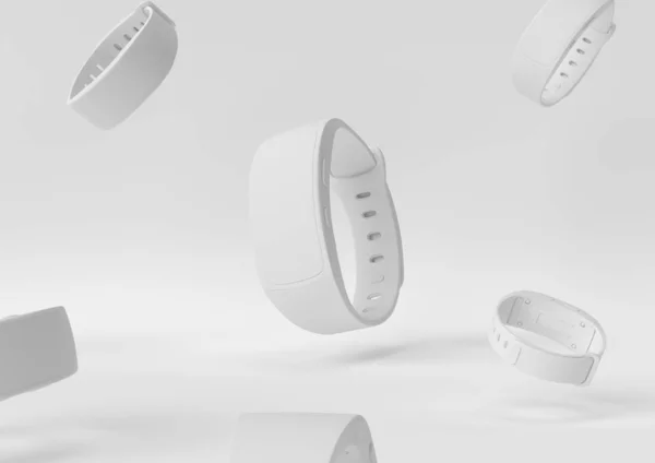 smartwatch beyaz tasarım oluşturma kağıt çalışma alanı masaüstü konsepti 3d render, 3d illüstrasyon.