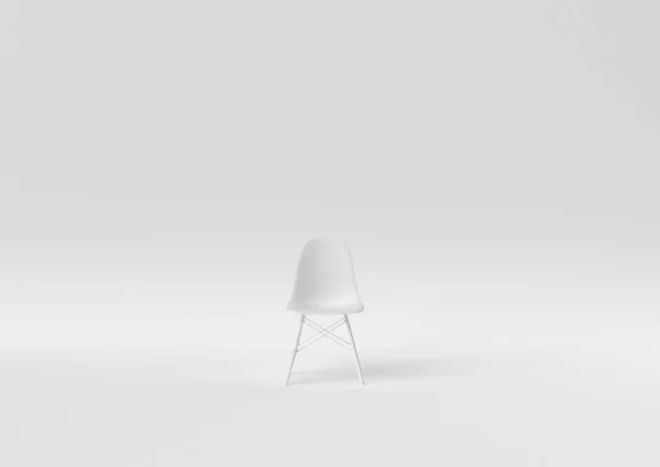 Idea creativa di carta minima. Concetto sedia bianca con sfondo bianco. Rendering 3d, illustrazione 3d — Foto Stock