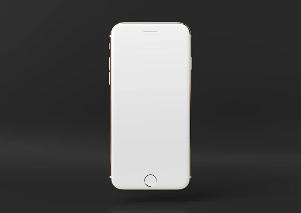 Creativa idea mínima de producto de lujo. Concepto iphone blanco y dorado con fondo negro. 3d renderizar — Foto de Stock