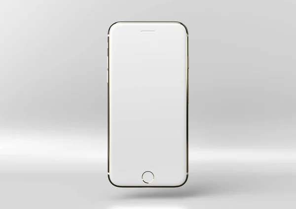 Kreative minimale Luxus-Produktidee. Konzept weiß und gold iphone mit weißem Hintergrund. 3D-Darstellung — Stockfoto