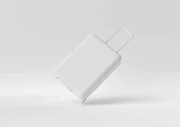 Idea creativa di carta minima. Concetto bagaglio bianco con sfondo bianco. Rendering 3d, illustrazione 3d — Foto Stock