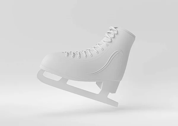 Idée papier minimale créative. Concept patin à glace blanc avec fond blanc. 3d rendu, illustration 3d . — Photo