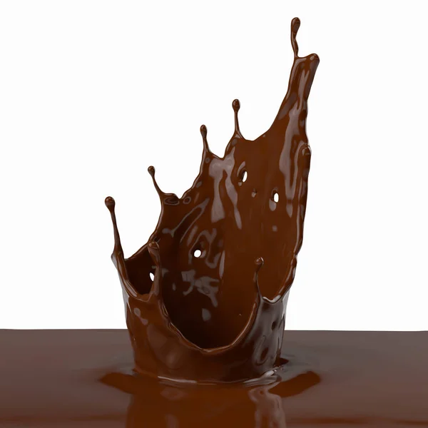 Éclaboussure de chocolat est la forme de la couronne. rendu 3D, illustration 3D . — Photo
