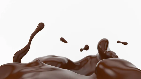 Un chorrito de chocolate. representación 3d, ilustración 3d. —  Fotos de Stock