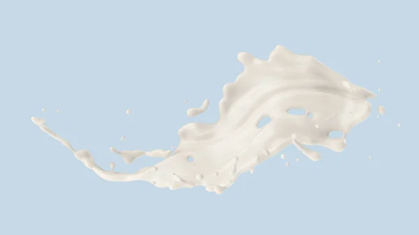 牛奶或酸奶飞溅，3D插图. — 图库照片