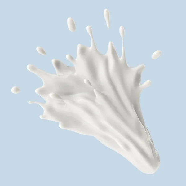 Schizzi di latte o yogurt, rendering 3d, illustrazione 3d . — Foto Stock