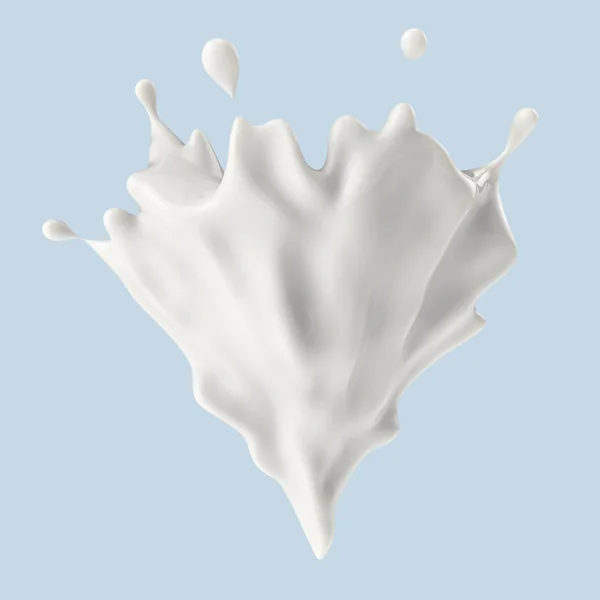 Milch- oder Joghurtspritzer, 3D-Rendering, 3D-Illustration. — Stockfoto