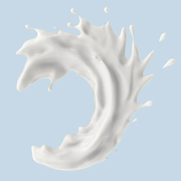 Mjölk eller yoghurt stänk, 3D-rendering, 3D-illustration. — Stockfoto