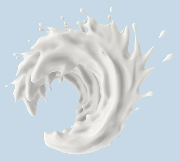 Salpicadura de leche o yogur, representación 3d, ilustración 3d . —  Fotos de Stock