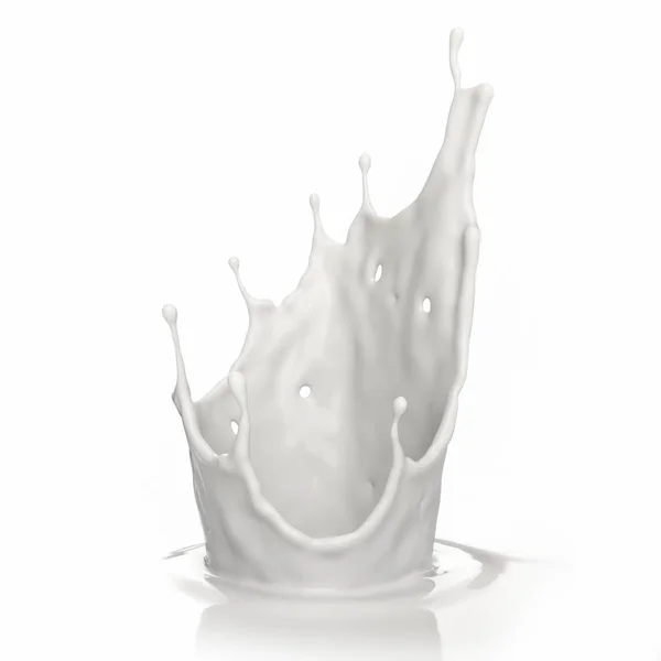 Mjölkstänk är kronform. 3D-återgivning, 3D-illustration. — Stockfoto