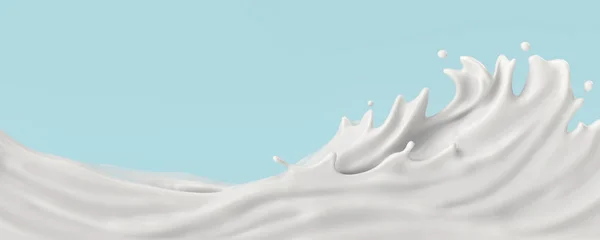 Éclaboussures de lait ou de yaourt, illustration 3D . — Photo