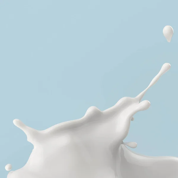 Milch oder Joghurtspritzer, 3D-Illustration. — Stockfoto