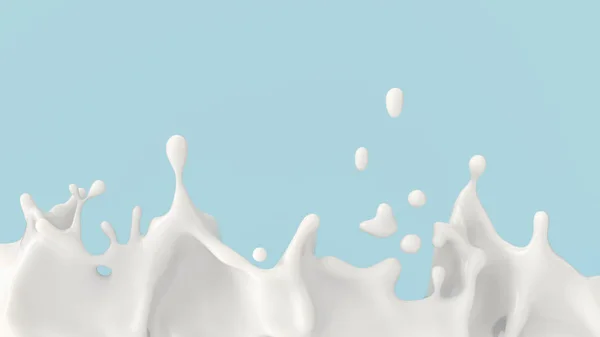 Éclaboussures de lait ou de yaourt, illustration 3D . — Photo