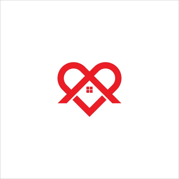 Simple Casa Roja Con Ilustración Amor — Vector de stock