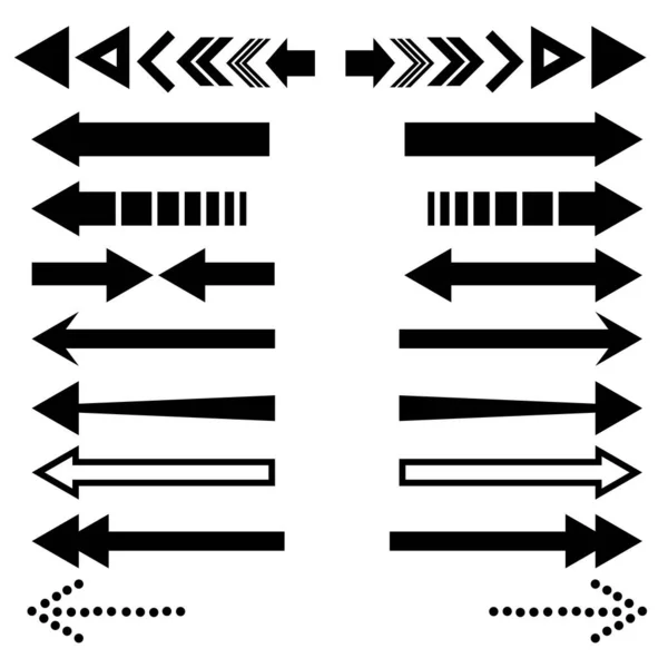 Flèches Plates Droites Ensemble Icônes Vectorielles — Image vectorielle