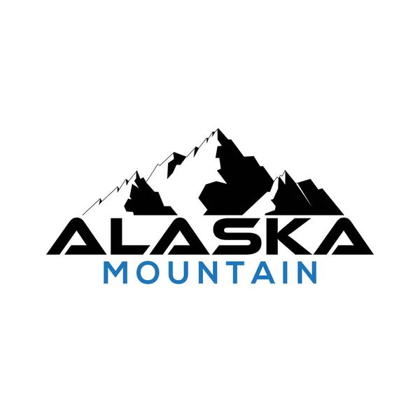 Negro Alaska Montaña Logotipo Ilustración — Vector de stock