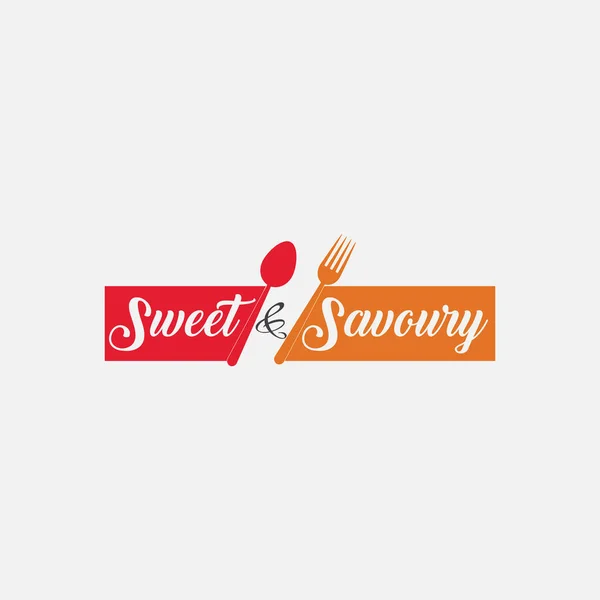 Sweet and savoury logo with spoon and fork — Stock Vector