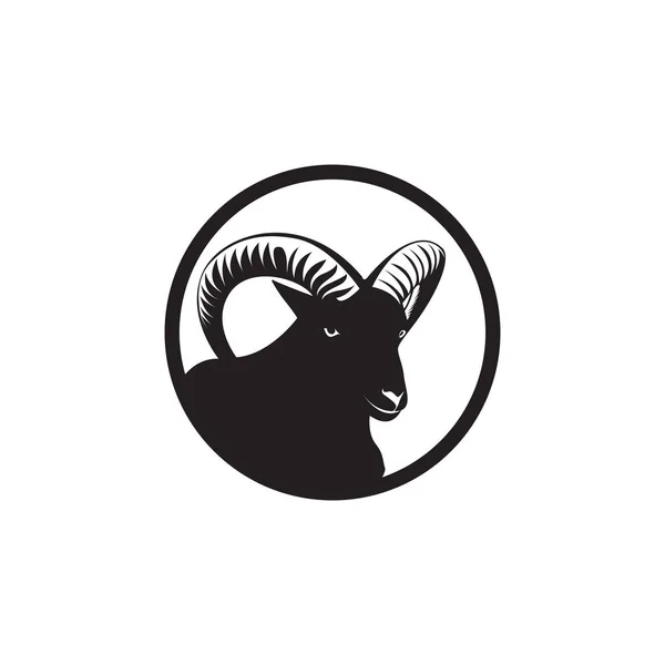 Cerchio Nero Montagna Pecore Logo — Vettoriale Stock