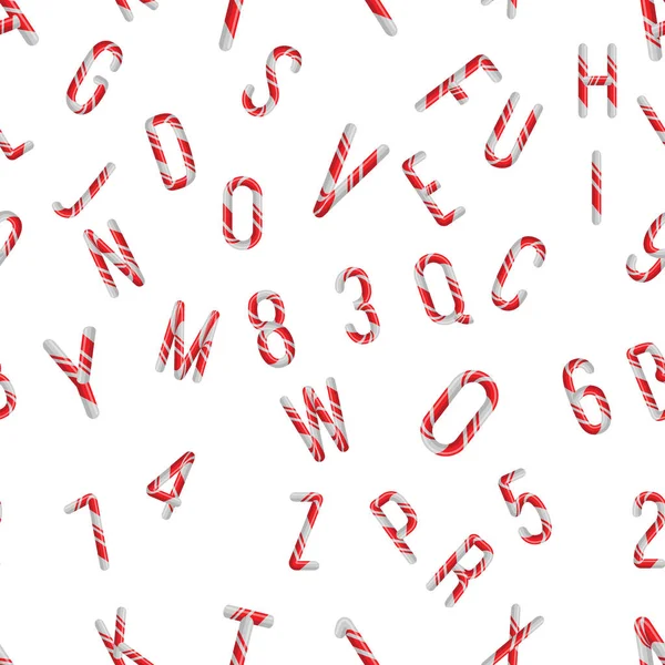 Bonbons Canne Alfabet Lettre Motif Sans Couture — Image vectorielle