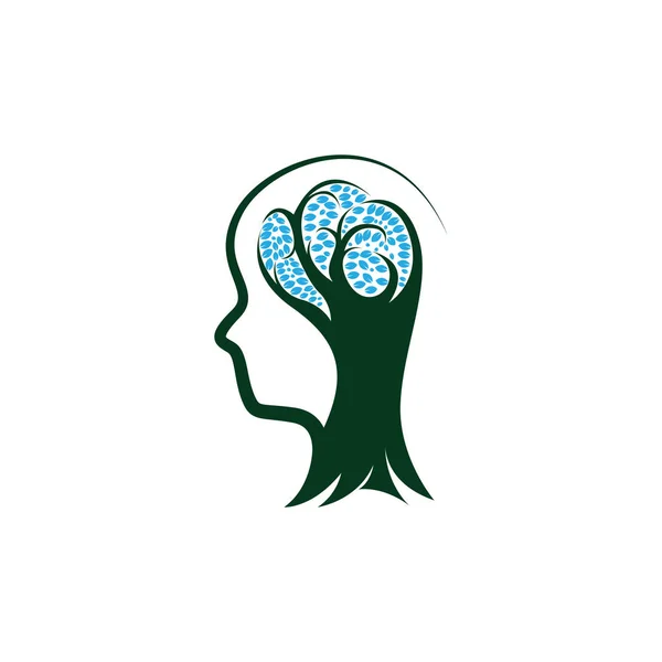 Logotipo Saúde Mental Com Ilustração Árvore Cerebral — Vetor de Stock
