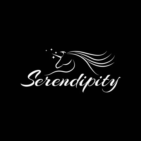 Serendipity Horse Logo Unicorn Illustration — Stock Vector