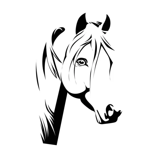 Illustrazione Stencil Cavallo Bianco Nero — Vettoriale Stock