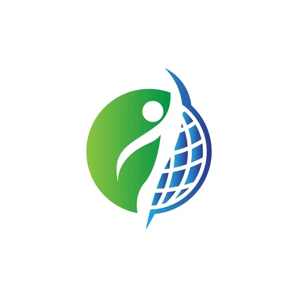 Světové Logo Zdraví Globálním Listem Ilustrací Lidí — Stockový vektor