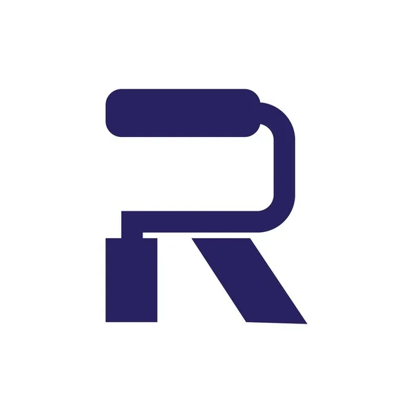 R harfi boya silindiri logosu kavramı