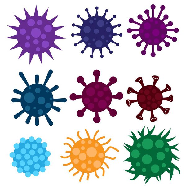 colorful simple flat circle virus collections bundle set