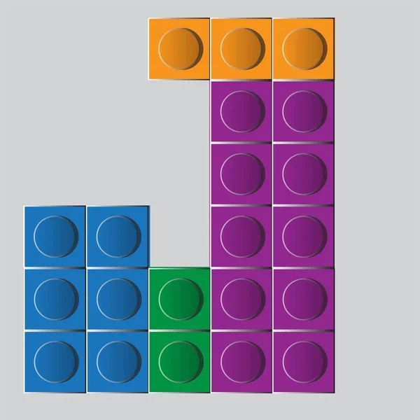 Colorido Tijolo Construção Lego Letra — Vetor de Stock