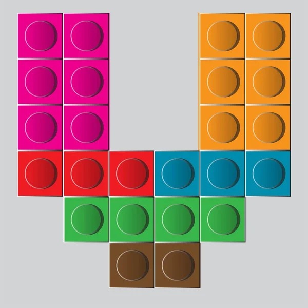 Färgglada Tegel Konstruktion Lego Bokstav — Stock vektor