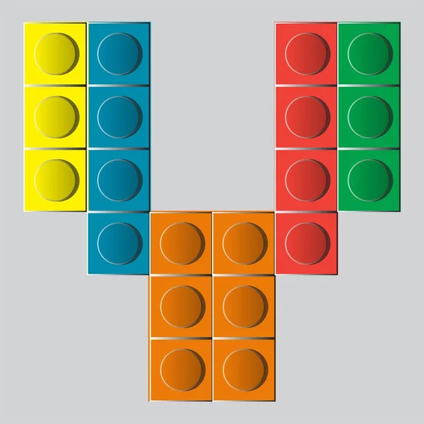 Brique Colorée Construction Lego Lettre — Image vectorielle