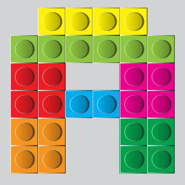 Bunte Ziegelsteinkonstruktion Lego Buchstabe — Stockvektor