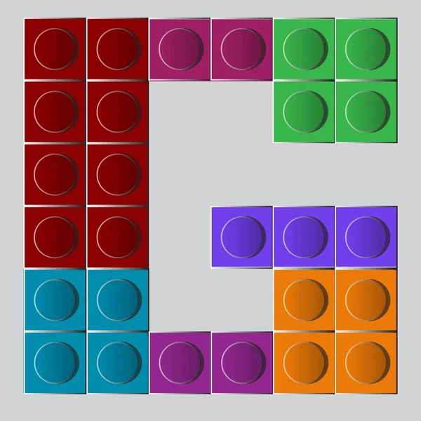 Ladrillo Colorido Construcción Lego Letra — Vector de stock