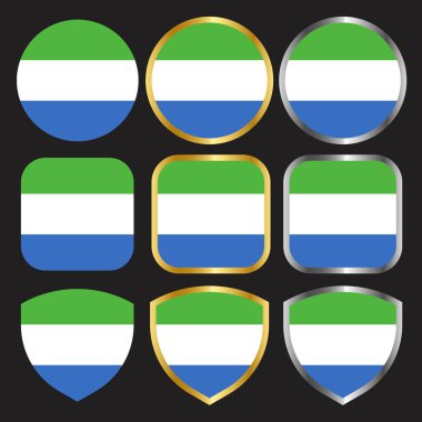 Altın ve gümüş kenarlı Sierra leone bayrak vektör simgesi