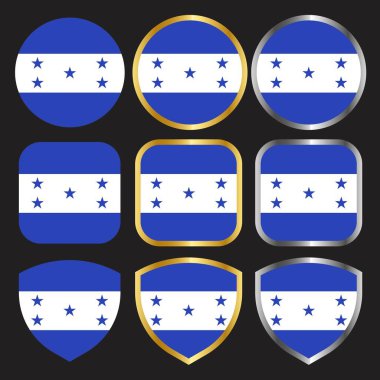 honduras bayrak vektör simgesi altın ve gümüş sınır 01 ile ayarlandı