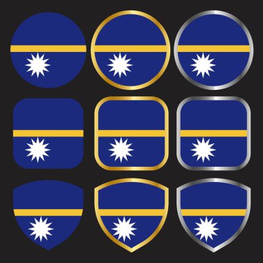 Altın ve gümüş sınır-01 ile nauru bayrak vektör simgesi ayarlandı