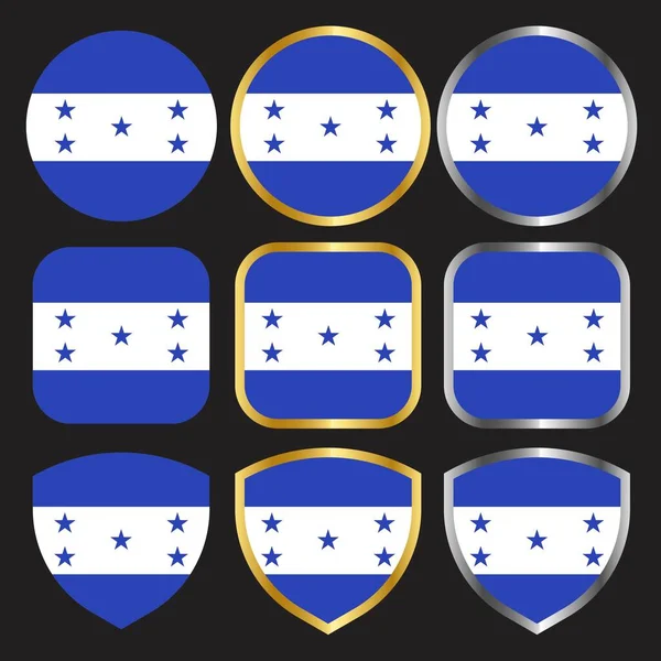 honduras bayrak vektör simgesi altın ve gümüş sınır 01 ile ayarlandı