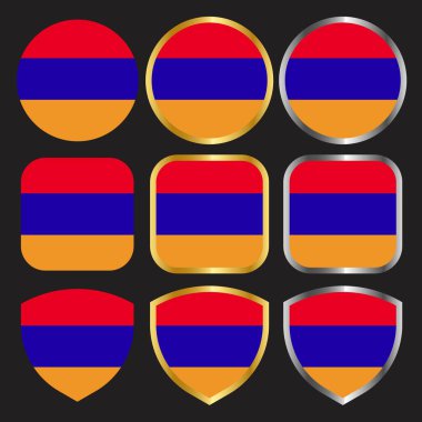 Altın ve gümüş kenarlı Ermenistan bayrak vektör simgesi