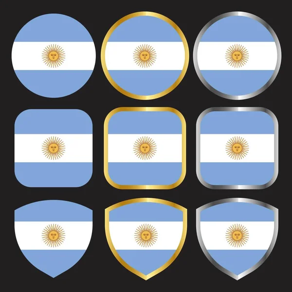 Векторный Значок Аргентинского Флага Золотой Серебряной Границей — стоковый вектор