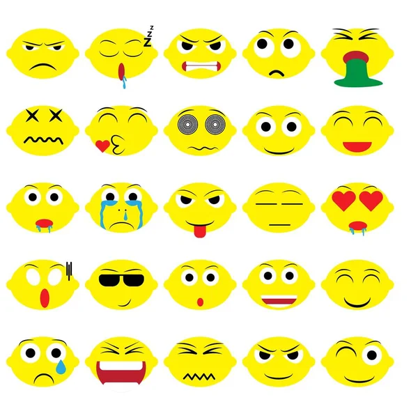 Zitrone Limette Früchte Karikatur Emoticon Emoji Symbol Ekspression Vektor Set — Stockvektor