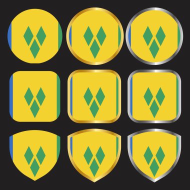 Altın ve gümüş kenarlı Aziz Vincent bayrak vektör simgesi