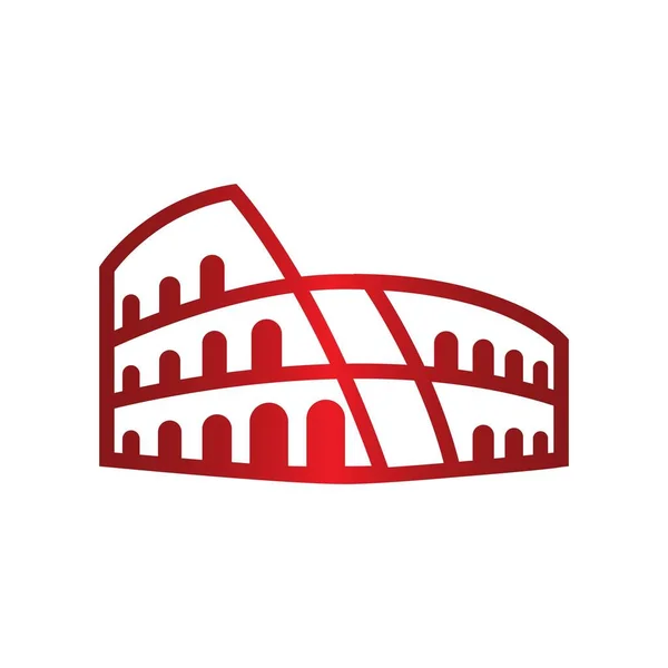 Kırmızı Roma Coloseum Logo Simgesi Simgesi — Stok Vektör