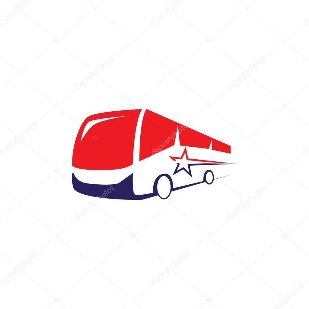 Modern american bus illustration with star shapes
