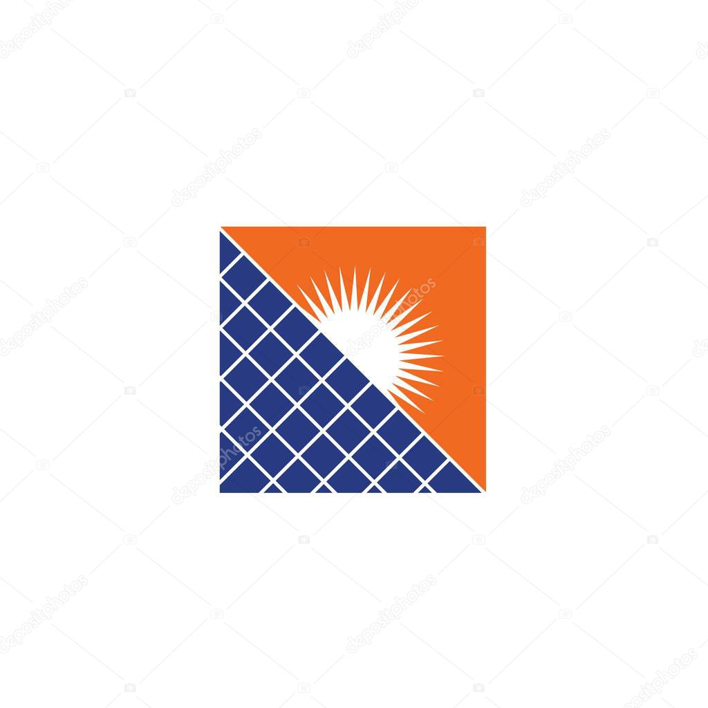 square satellite space logo template with sun illustration