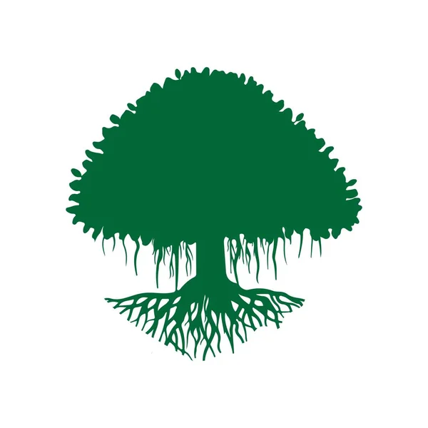 Зелений Білий Силует Дерева Ізольований Білому Фоні — стоковий вектор